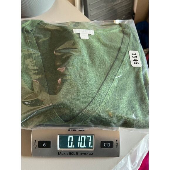 J. Jill Linen Blend V-Neck Longline Tunic Top Side Slits Large Green Lagenlook - Picture 9 of 9